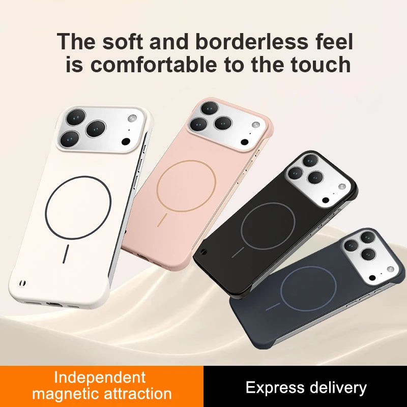 Frameless Solid Color Magnetic Case For iPhone 17 Max Plus Magsafe Hard PC Matte Back Cover
