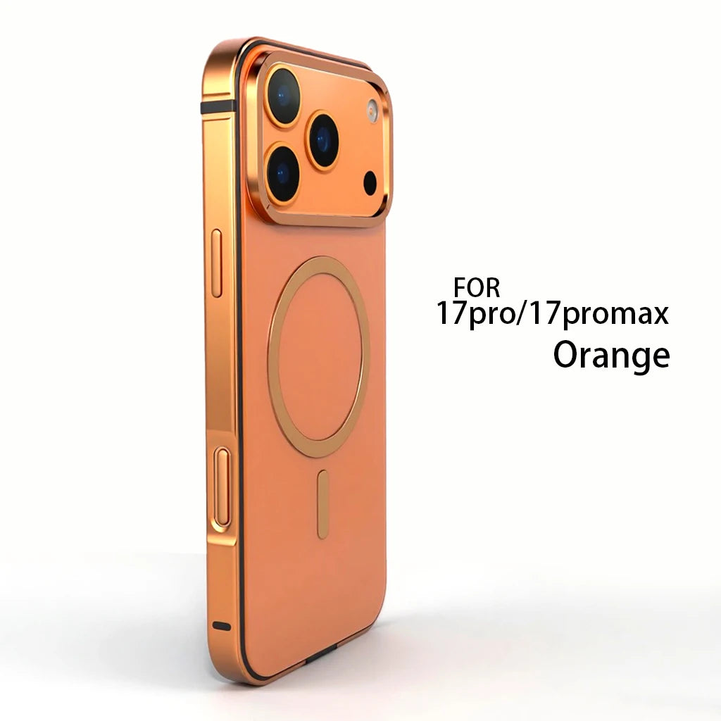 High End Magnetic Original Color Backplate Phone Case, For IPhone 17 Pro 17 Promax Metal Frame Anti Drop Protection Hard Case