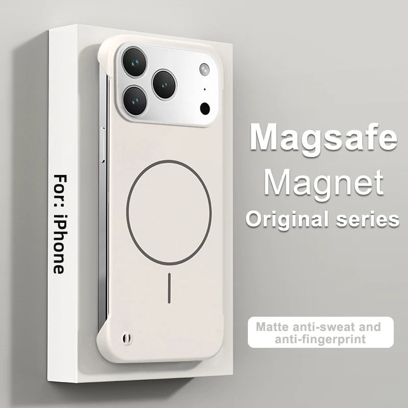 Frameless Solid Color Magnetic Case For iPhone 17 Max Plus Magsafe Hard PC Matte Back Cover