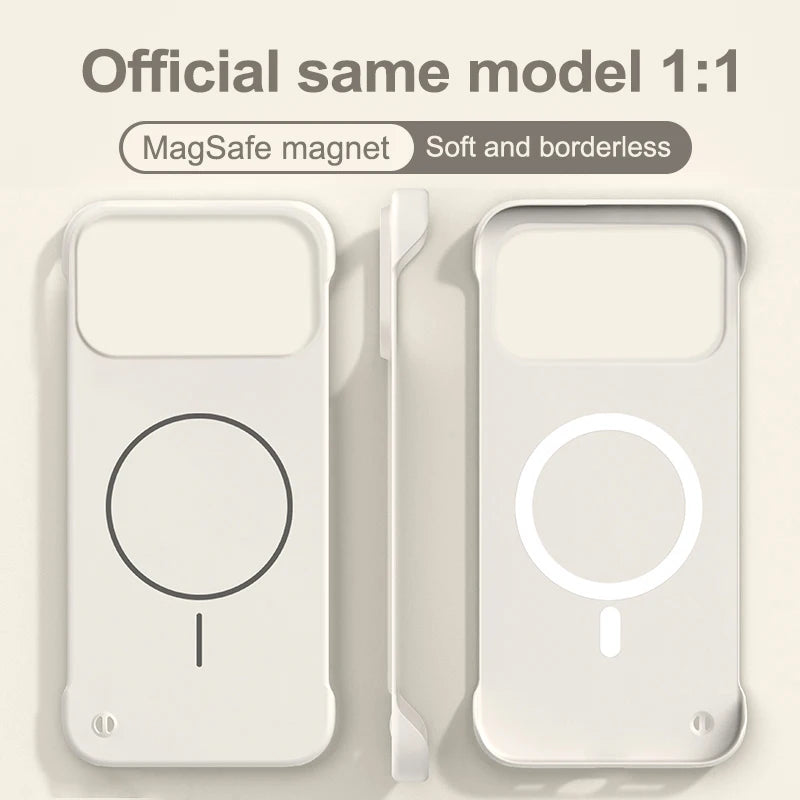 Frameless Solid Color Magnetic Case For iPhone 17 Max Plus Magsafe Hard PC Matte Back Cover