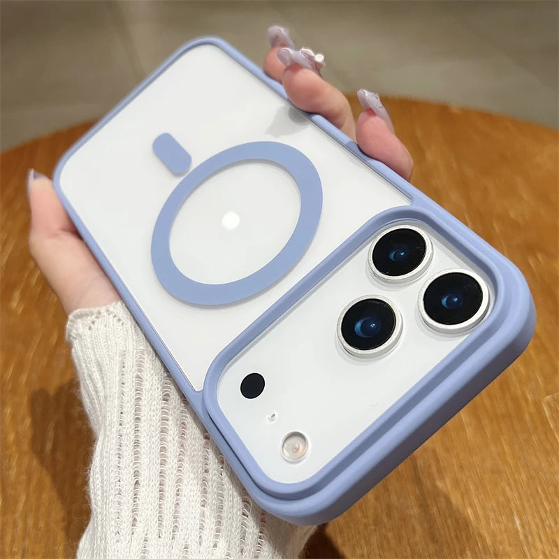 Luxury For Magsafe Magnetic Wireless Charge Case For iPhone 17Air 11 12 13 14 15 16 17 Pro Max Plus Transparent Hard Back Cover