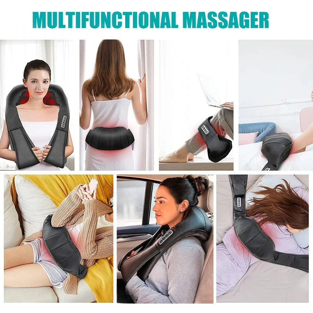 Shiatsu Neck & Shoulder Massager with Heat – Deep Kneading U-Shape Electric Massager
