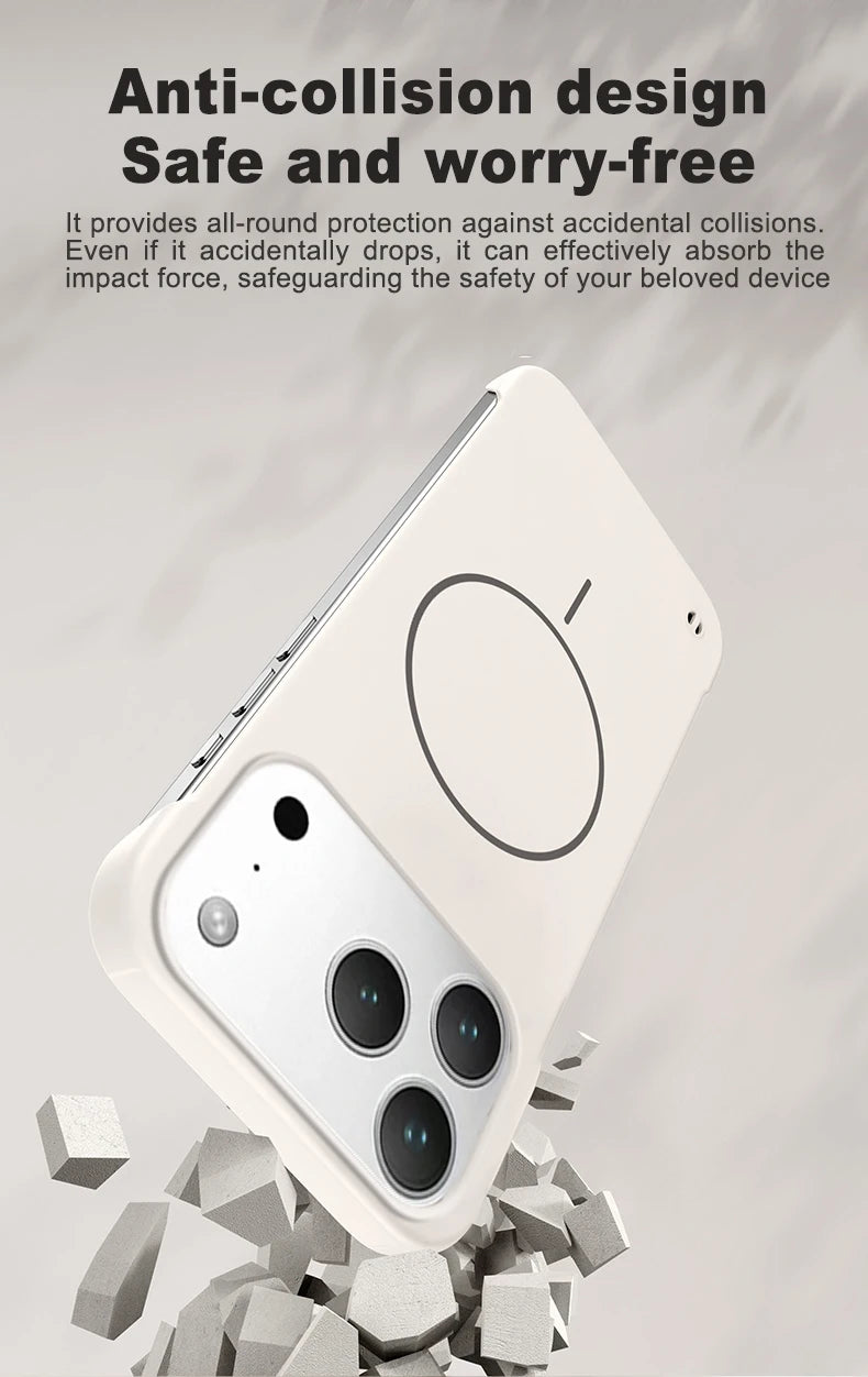 Frameless Solid Color Magnetic Case For iPhone 17 Max Plus Magsafe Hard PC Matte Back Cover