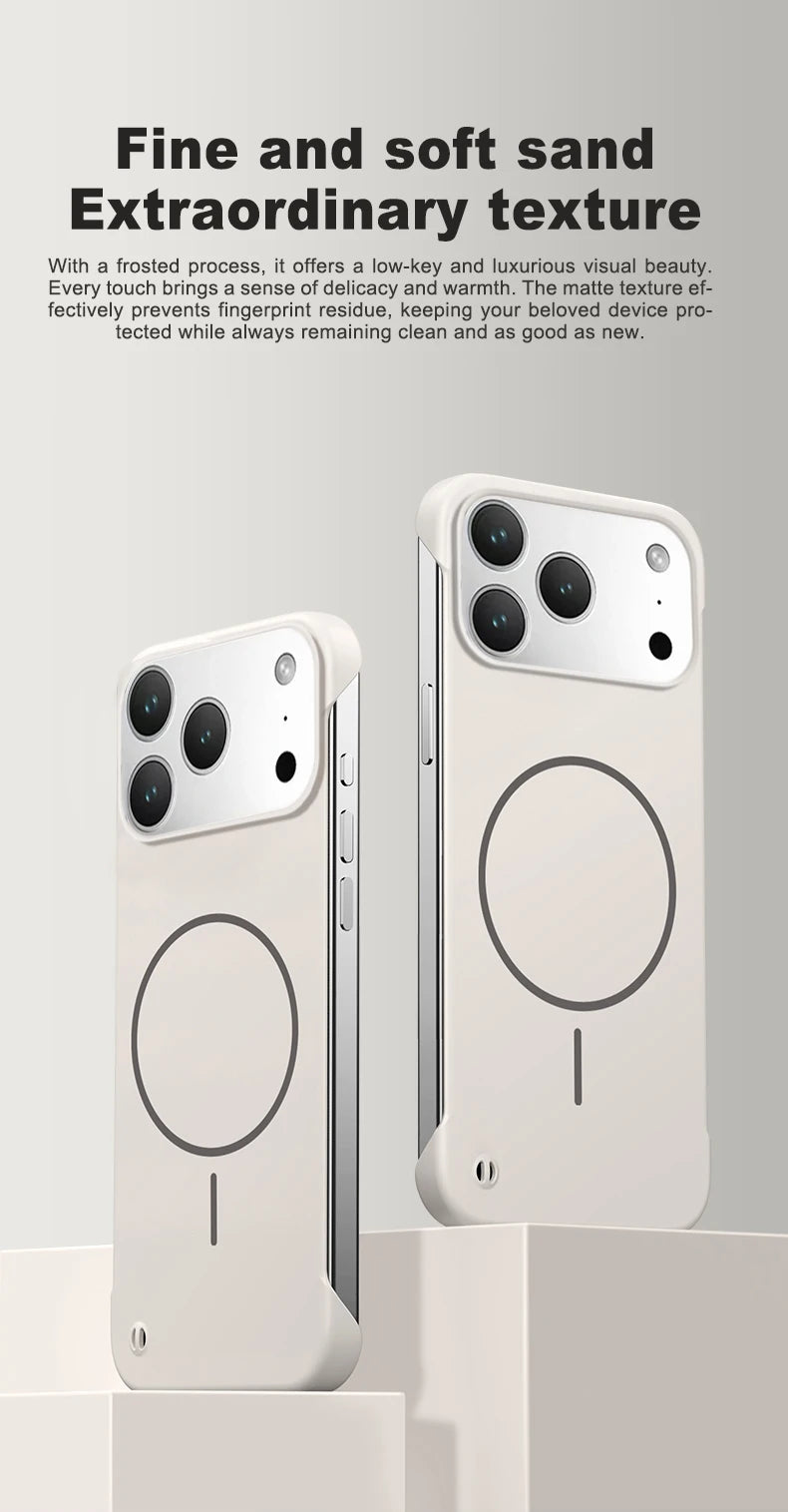 Frameless Solid Color Magnetic Case For iPhone 17 Max Plus Magsafe Hard PC Matte Back Cover