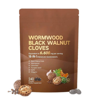 240 Count Wormwood Black Walnut Clove Capsules Cleanse Detox Care Support with 6600mg 18 in 1 Herbal Blend with Pumpkin Seed