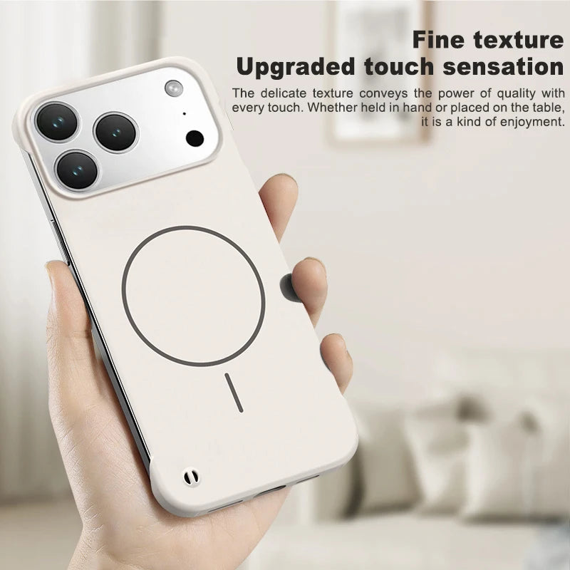 Frameless Solid Color Magnetic Case For iPhone 17 Max Plus Magsafe Hard PC Matte Back Cover
