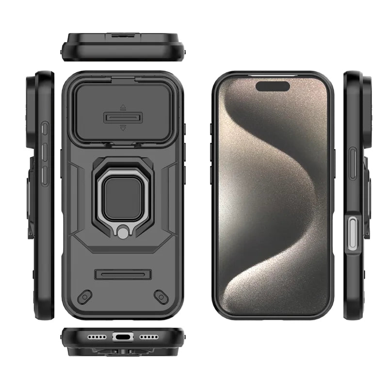 Armor Funda For iphone 17 Pro Max 5G Case Slide Camera Protect Ring Holder Cover For iphone17 Air Coque Capa