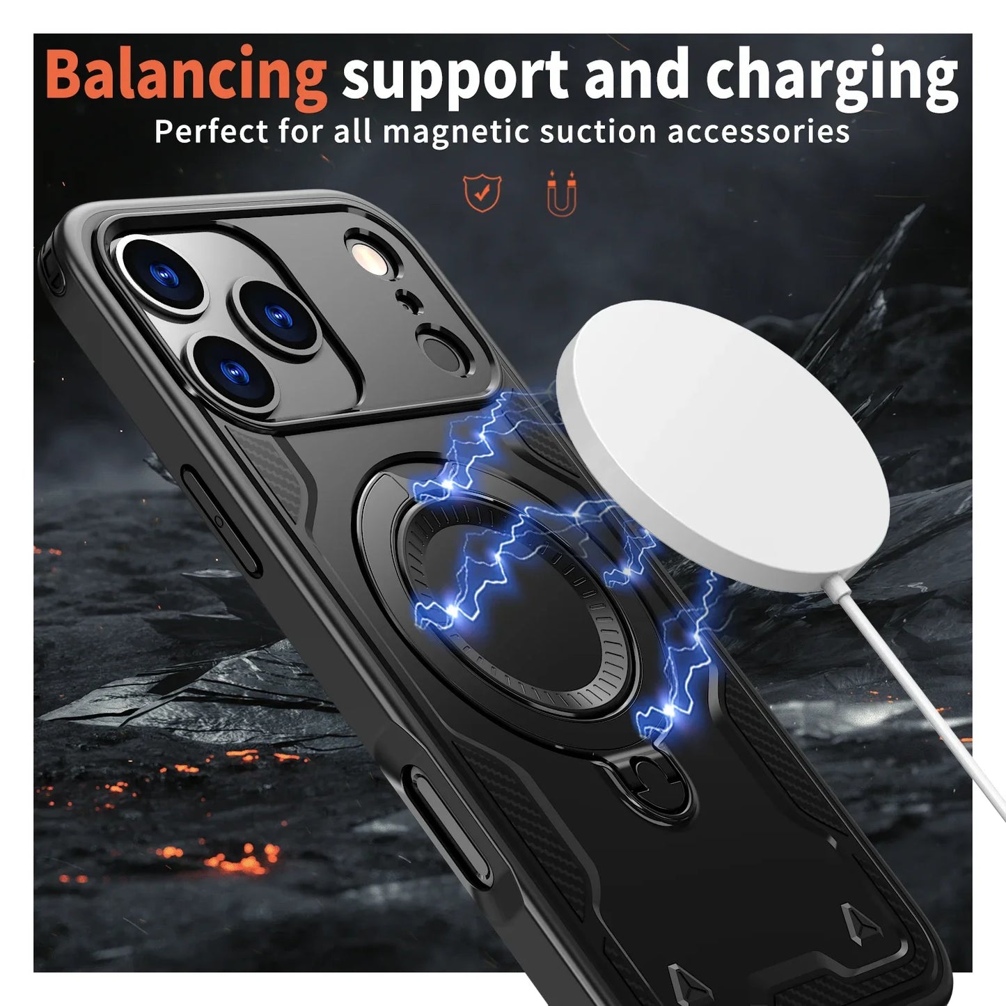 for iphone17 Wireless Charging Stand Ring Hard Case for Iphone 17 Pro Max 17 Air Plus Pro IphoneIphone17 Cases