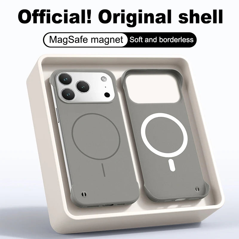 Frameless Solid Color Magnetic Case For iPhone 17 Max Plus Magsafe Hard PC Matte Back Cover