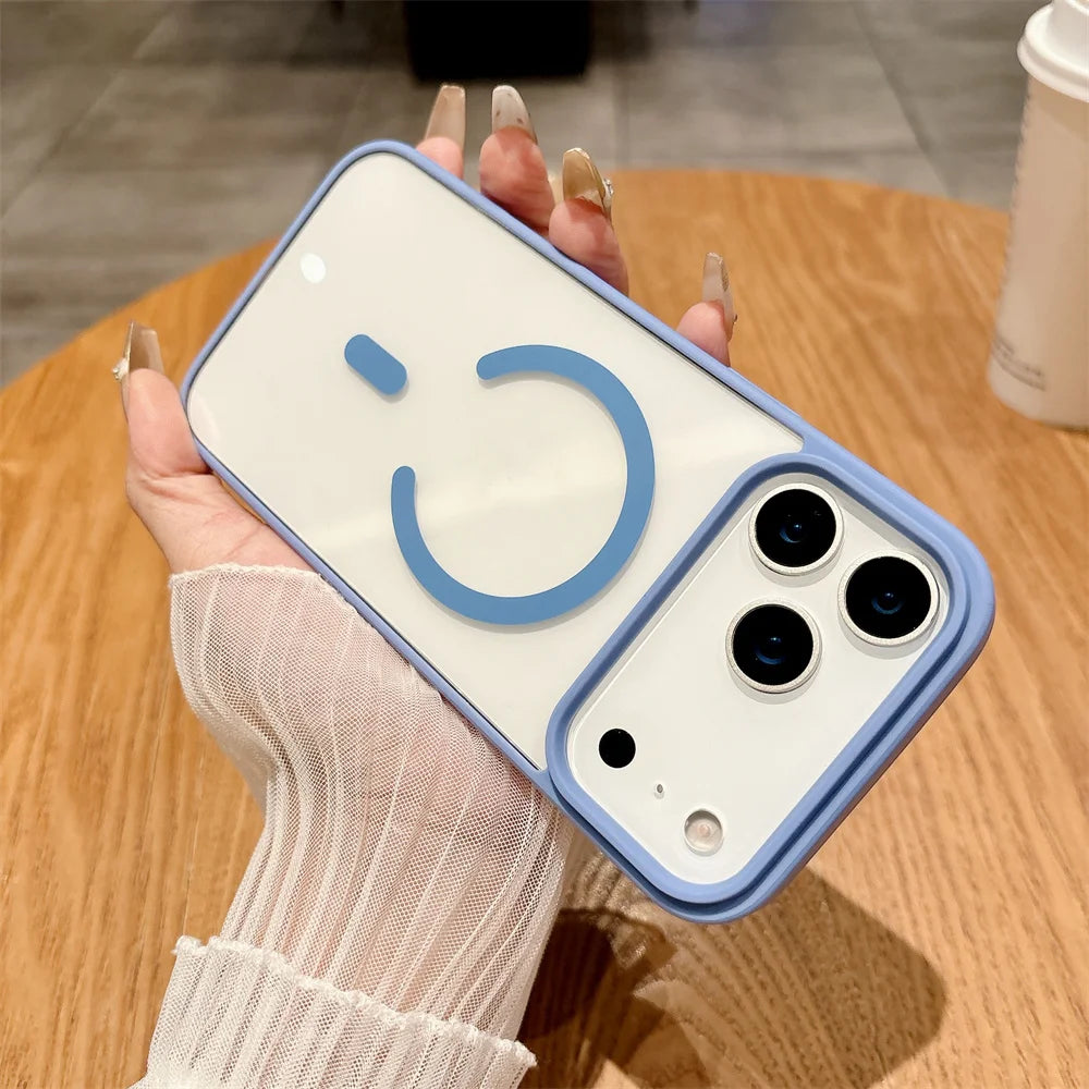 Luxury For Magsafe Magnetic Wireless Charge Case For iPhone 17Air 11 12 13 14 15 16 17 Pro Max Plus Transparent Hard Back Cover