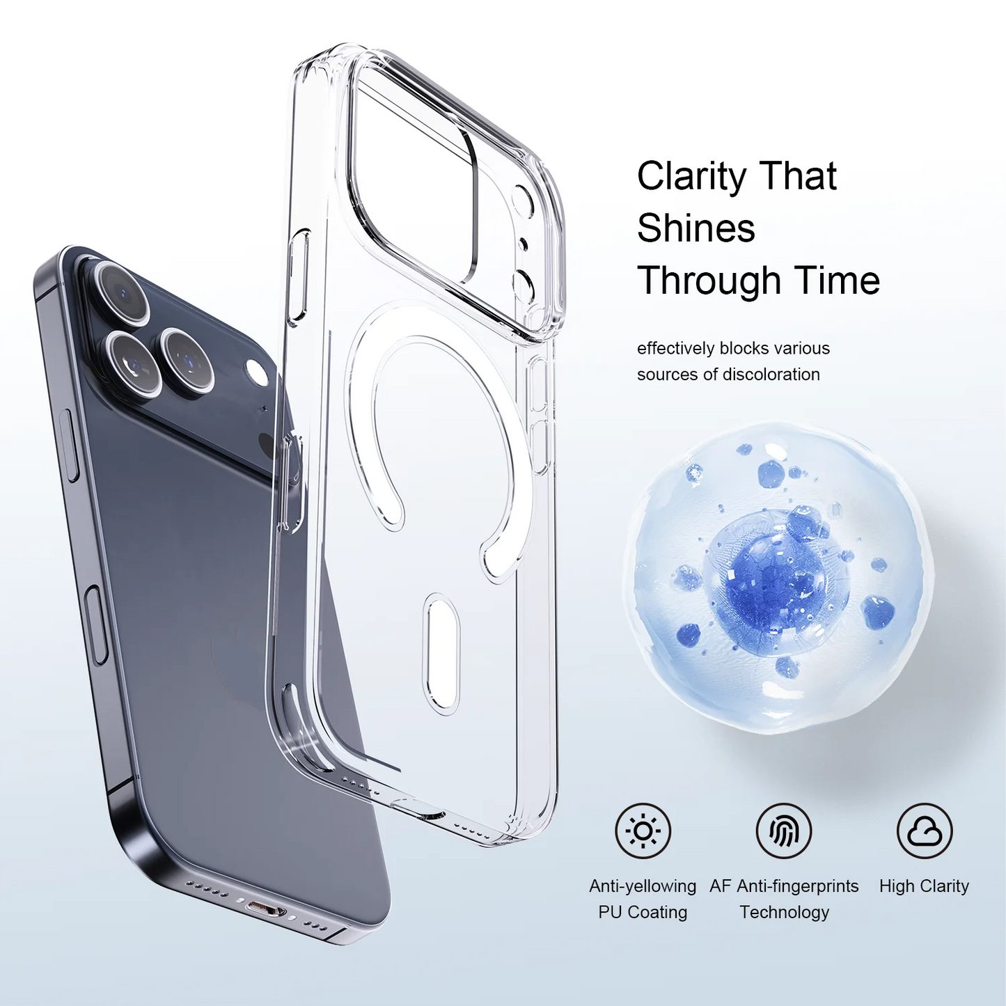 Bonola Magnetic Clear Case for iPhone 17 Pro Max/17 Hard PC HD Transparent Cover for iPhone 17 Air Shockproof Protective Cases