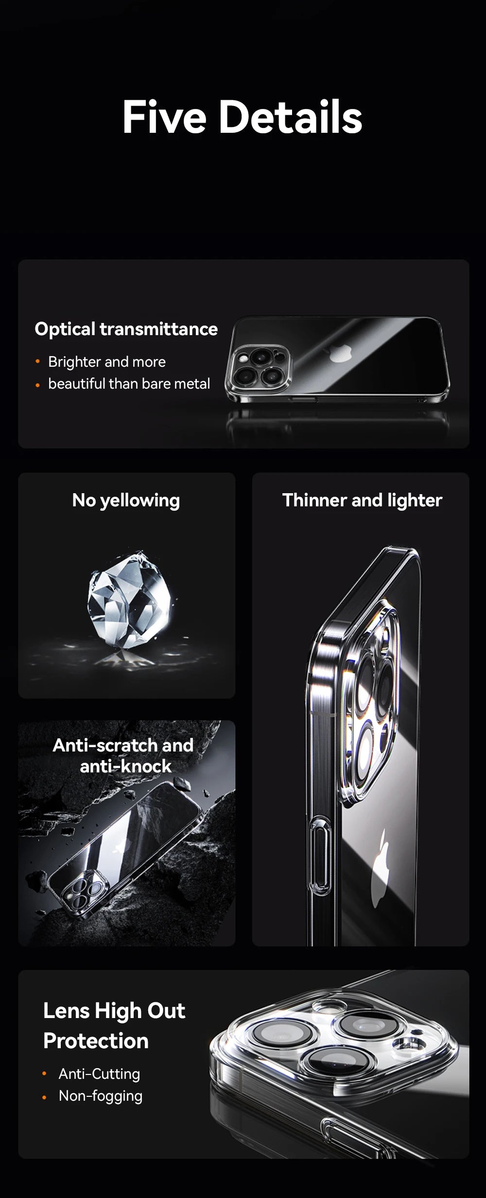 Joyroom Case For iPhone 17 Pro Max Case Crystal Transparent No Yellowing Lens Protection Cover For iPhone 16 Pro Shockproof Case