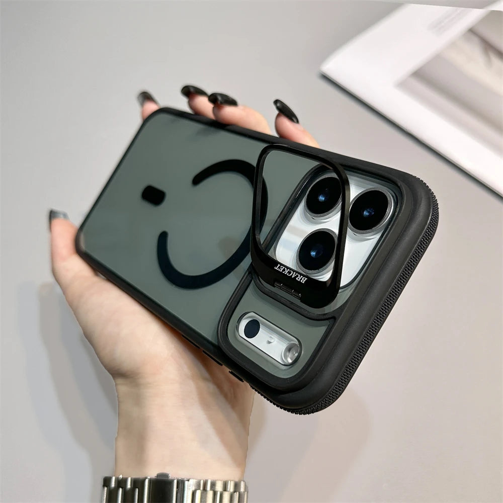 Luxury Matte Transparent Magsafe Kickstand Stand Phone Case For iPhone 17 Air 16 15 14 Plus 13 12 11 17 Pro Max Magnetic Cover