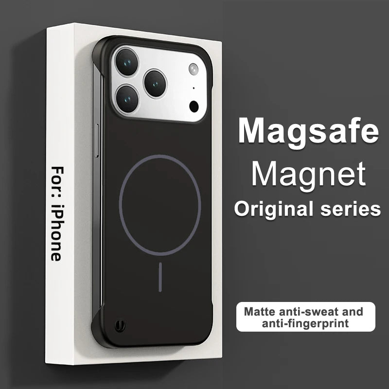 Frameless Solid Color Magnetic Case For iPhone 17 Max Plus Magsafe Hard PC Matte Back Cover