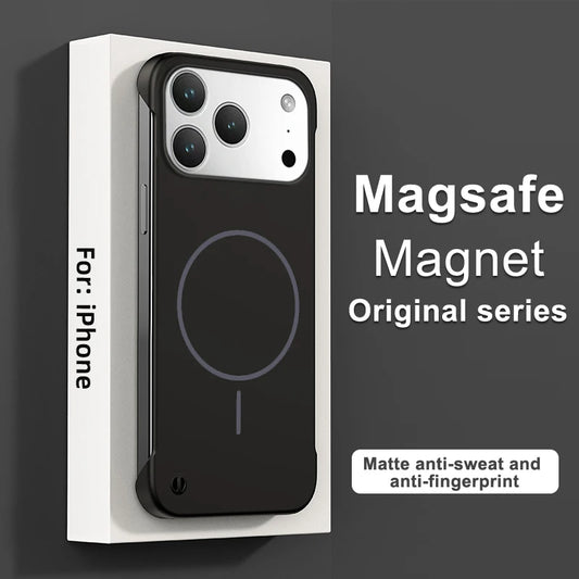Frameless Solid Color Magnetic Case For iPhone 17 Max Plus Magsafe Hard PC Matte Back Cover