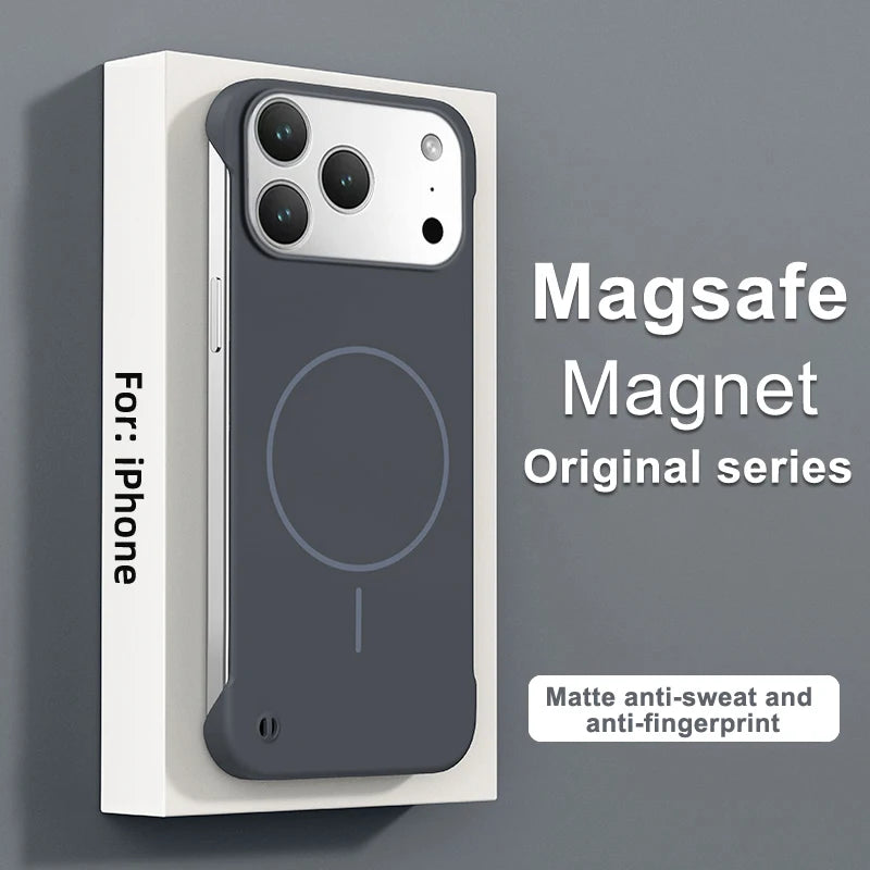 Frameless Solid Color Magnetic Case For iPhone 17 Max Plus Magsafe Hard PC Matte Back Cover