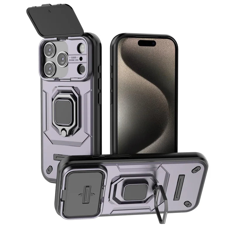 Armor Funda For iphone 17 Pro Max 5G Case Slide Camera Protect Ring Holder Cover For iphone17 Air Coque Capa