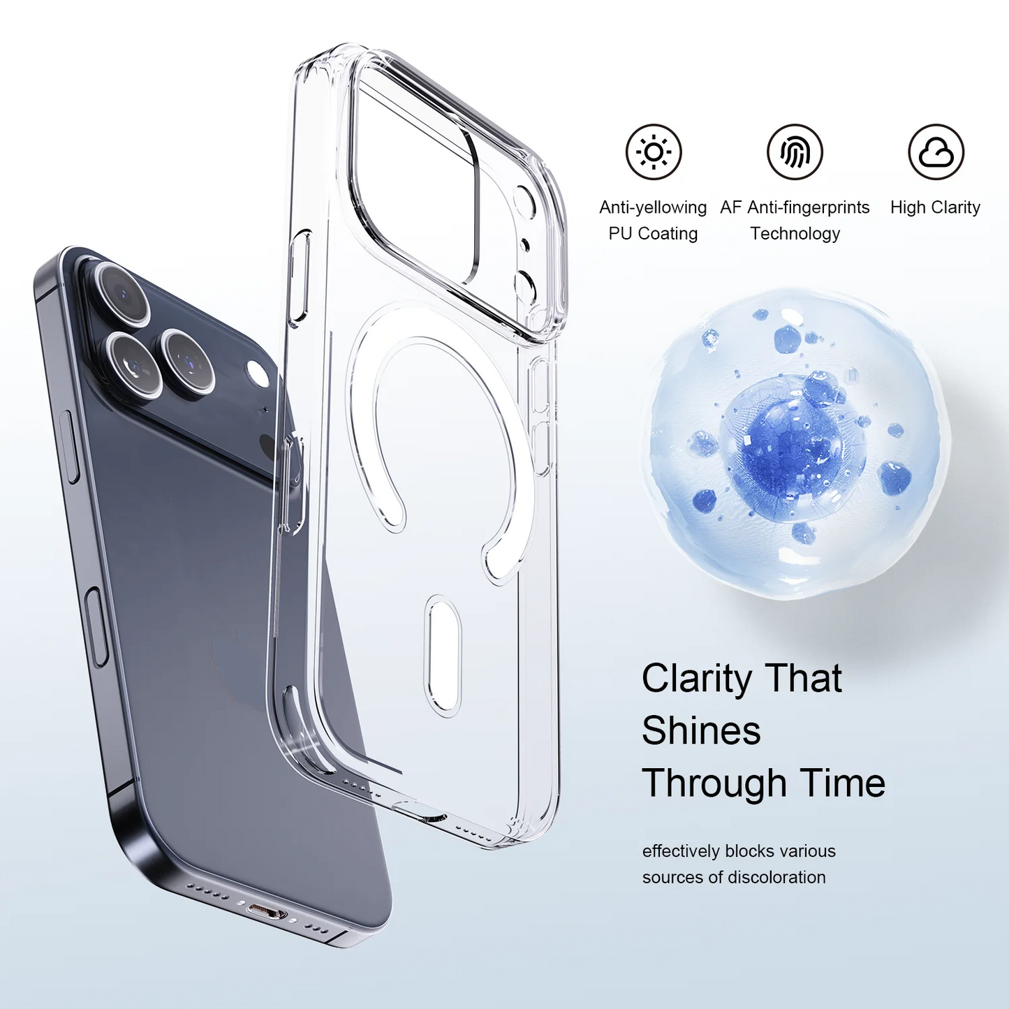 Bonola Magnetic Clear Case for iPhone 17 Pro Max/17 Hard PC HD Transparent Cover for iPhone 17 Air Shockproof Protective Cases