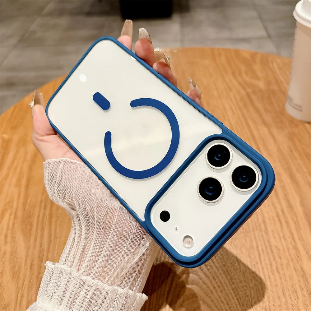 Luxury For Magsafe Magnetic Wireless Charge Case For iPhone 17Air 11 12 13 14 15 16 17 Pro Max Plus Transparent Hard Back Cover