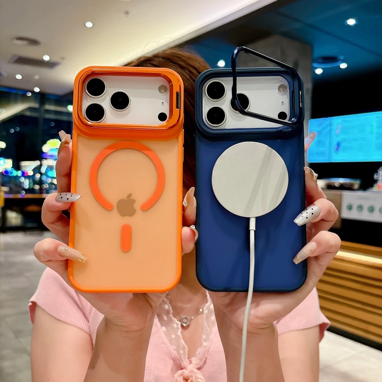 New Frosted Matte Translucent Magnetic Case For iPhone 17 17Pro 17Air 17 Pro Max Metal Bracket For Magsafe Wireless Charge Cover