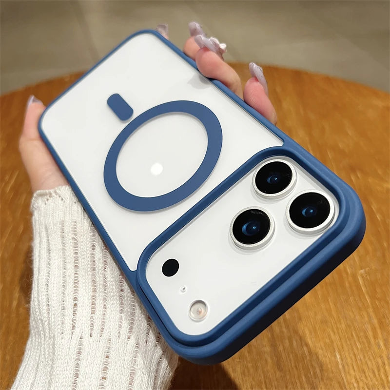 Luxury For Magsafe Magnetic Wireless Charge Case For iPhone 17Air 11 12 13 14 15 16 17 Pro Max Plus Transparent Hard Back Cover