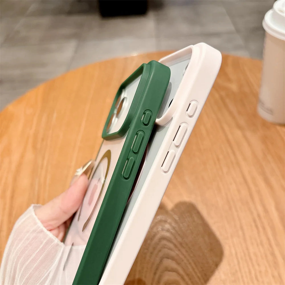 Luxury For Magsafe Magnetic Wireless Charge Case For iPhone 17Air 11 12 13 14 15 16 17 Pro Max Plus Transparent Hard Back Cover