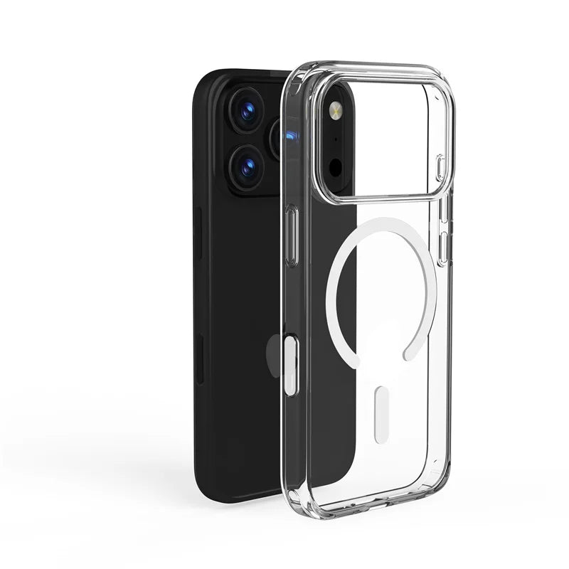 Crystal Transparent for Magsafe Magnetic Case For iPhone 17 17Pro 17 Pro Max 17 Air Clear Shockproof for Wireless Charge Cover