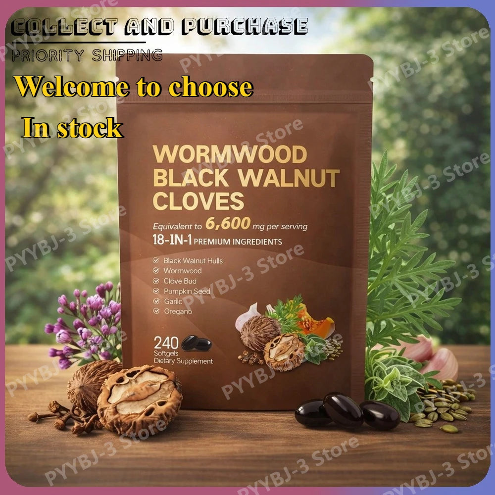 240 Count Wormwood Black Walnut Clove Capsules Cleanse Detox Care Support with 6600mg 18 in 1 Herbal Blend with Pumpkin Seed