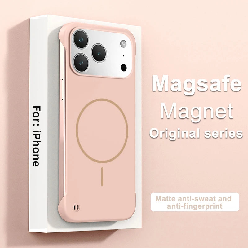 Frameless Solid Color Magnetic Case For iPhone 17 Max Plus Magsafe Hard PC Matte Back Cover