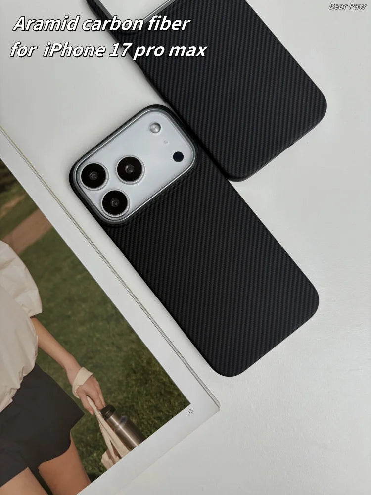 Aramid Carbon Fiber Magnetic Case for iPhone 17 Pro Max Frame Kevlar Fiber Cover for iPhone 17 Pro Magsafe Cases Funda
