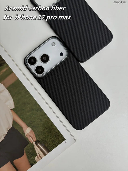 Aramid Carbon Fiber Magnetic Case for iPhone 17 Pro Max Frame Kevlar Fiber Cover for iPhone 17 Pro Magsafe Cases Funda