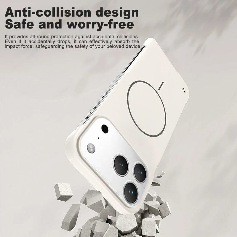 Frameless Solid Color Magnetic Case For iPhone 17 Max Plus Magsafe Hard PC Matte Back Cover