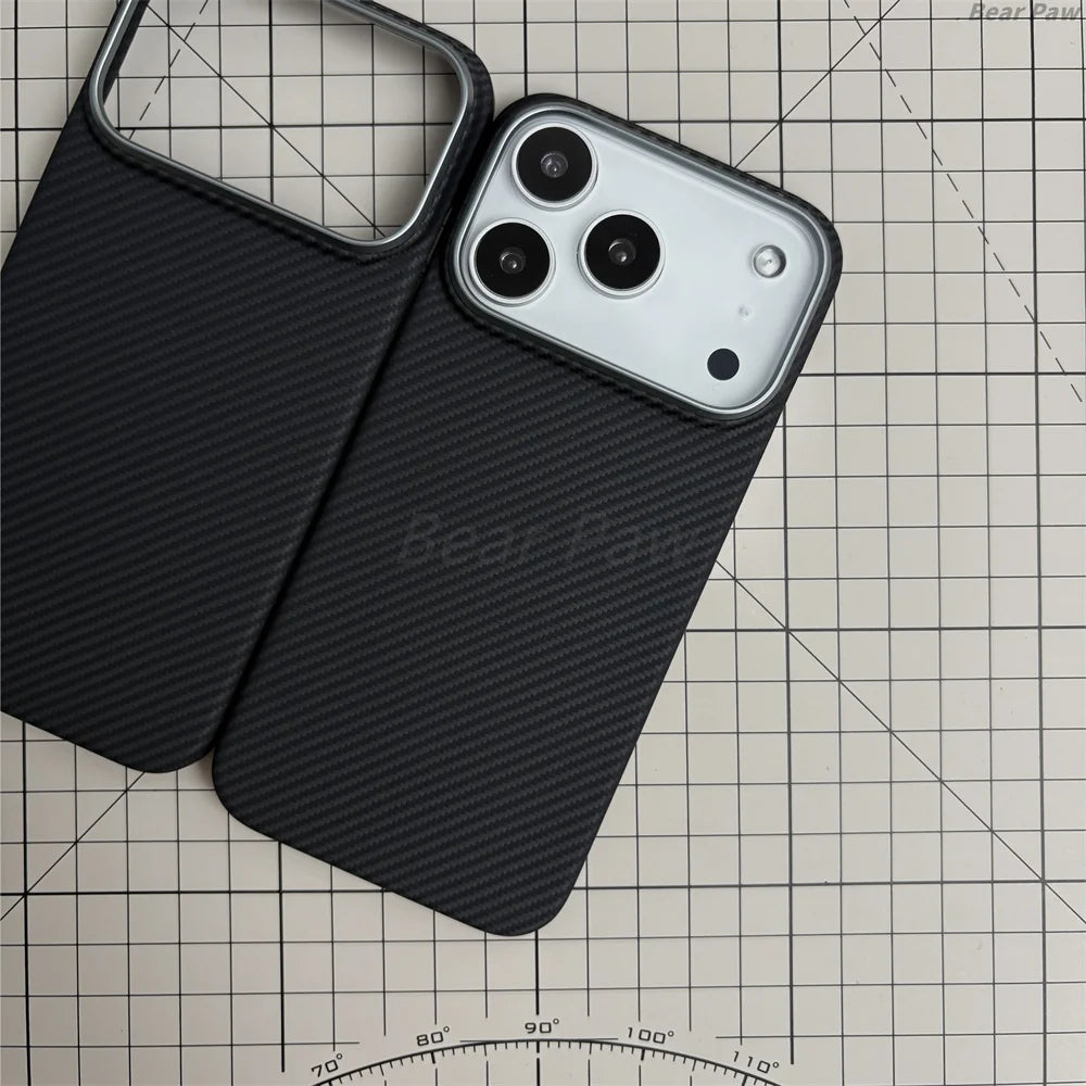 Aramid Carbon Fiber Magnetic Case for iPhone 17 Pro Max Frame Kevlar Fiber Cover for iPhone 17 Pro Magsafe Cases Funda