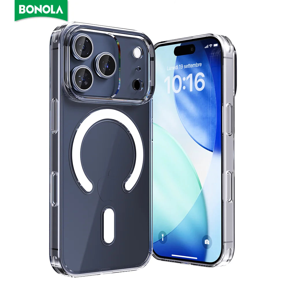 Bonola Magnetic Clear Case for iPhone 17 Pro Max/17 Hard PC HD Transparent Cover for iPhone 17 Air Shockproof Protective Cases