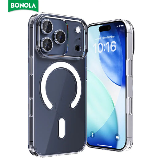 Bonola Magnetic Clear Case for iPhone 17 Pro Max/17 Hard PC HD Transparent Cover for iPhone 17 Air Shockproof Protective Cases