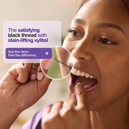 Expanding Dental Floss, Mint Eucalyptus 40 Yards - Stain Absorbing, Woven with Xylitol Coating, Vegan & Paraben Free