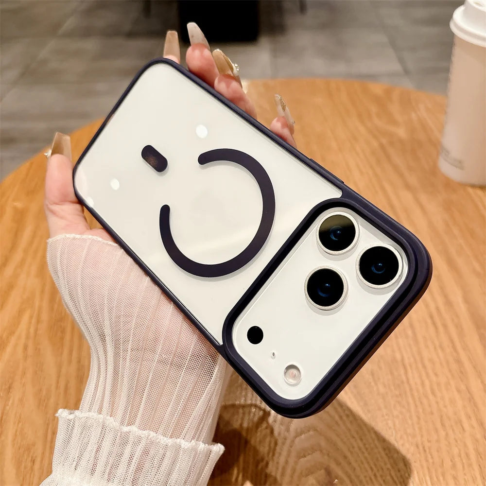 Luxury For Magsafe Magnetic Wireless Charge Case For iPhone 17Air 11 12 13 14 15 16 17 Pro Max Plus Transparent Hard Back Cover