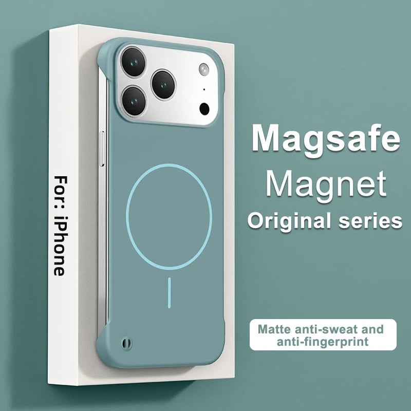 Frameless Solid Color Magnetic Case For iPhone 17 Max Plus Magsafe Hard PC Matte Back Cover