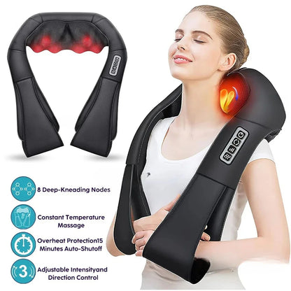 Shiatsu Neck & Shoulder Massager with Heat – Deep Kneading U-Shape Electric Massager