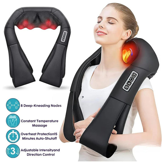 Shiatsu Neck & Shoulder Massager with Heat – Deep Kneading U-Shape Electric Massager