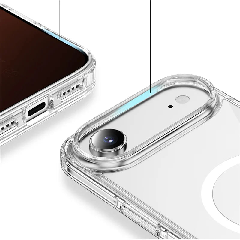 Crystal Transparent for Magsafe Magnetic Case For iPhone 17 17Pro 17 Pro Max 17 Air Clear Shockproof for Wireless Charge Cover